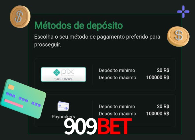 O cassino 909bet oferece uma grande variedade de métodos de pagamento